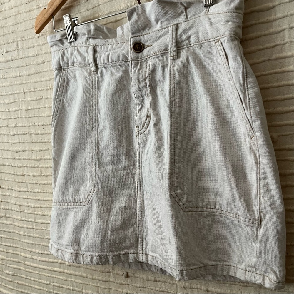 (NO BELT) Free People Splendor in the Grass Oatmeal Paper Bag Mini Skirt Size 8 - Picture 7 of 11